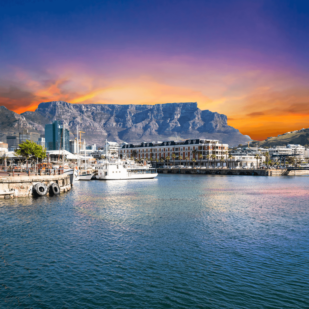 V&A Waterfront — Sunset over Table Mountain and the harbour